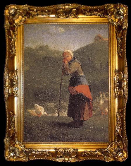 framed  Jean Francois Millet Shepherdess, ta009-2